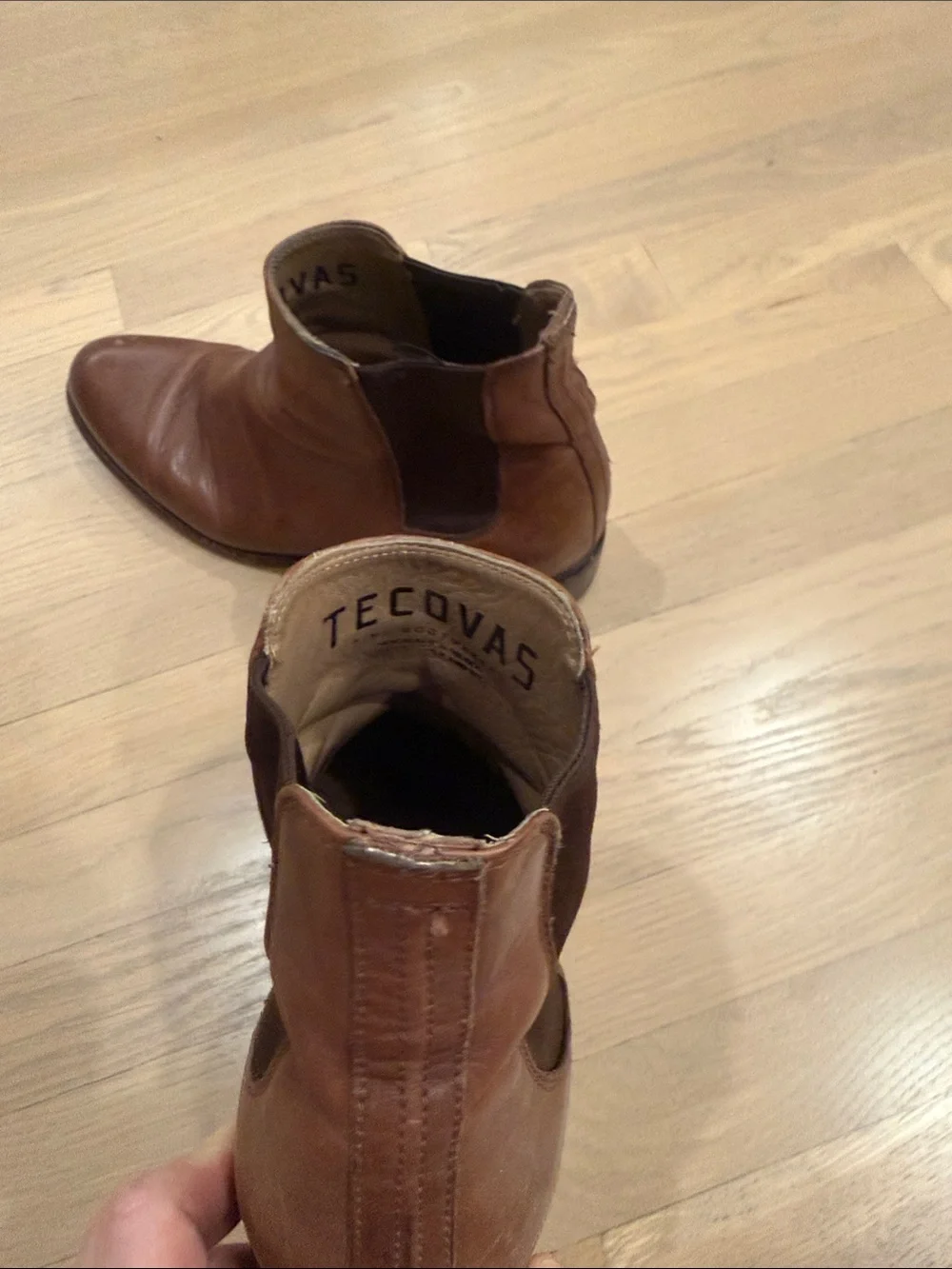 Tecovas Men's Brown Leather Chelsea Boots 10.5D - Classic Slip-On Ankle Boots